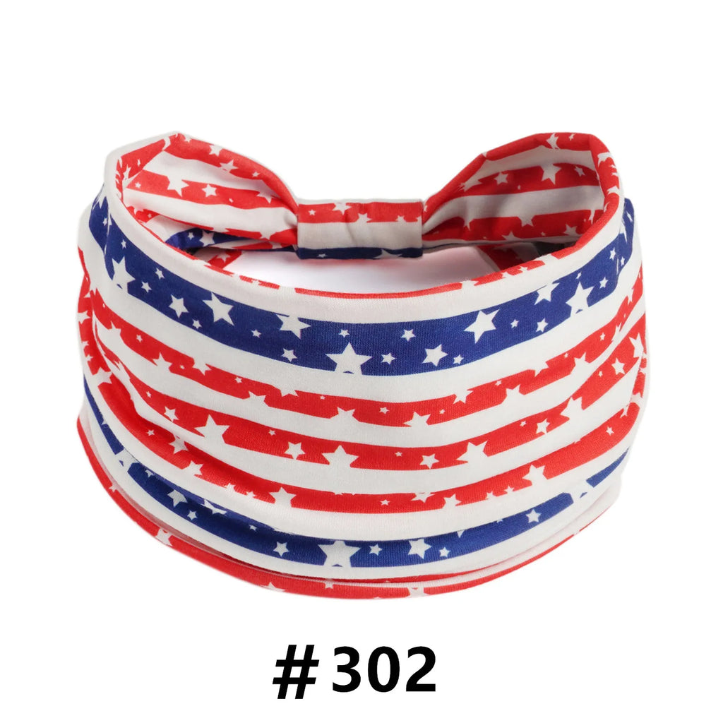 American Flag Headbands Women 4th of July Head Band Wide Turban Headwrap Red White and Blue Hairbands USA Patriotic Accessories