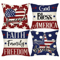 4pcs Patriotic USA Pillow Covers, American Flag Memorial Day Decor, for Indoor Outdoor Home Sofa Decor