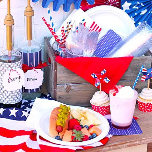 American Flag Paper Straws Red Blue White Star Drink Straws For USA Theme Party Supplies 4th Of July Independence Day Decoration