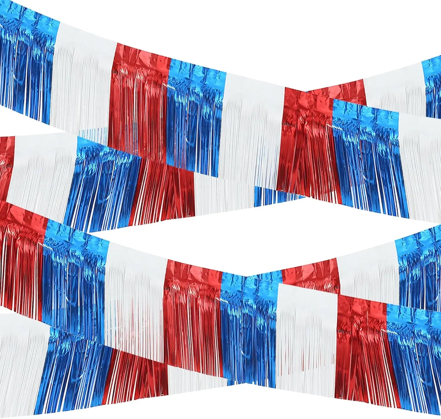 4th of July Garland Decorations Glitter Tinsel Patriotic Decor for Tree Car Golf Cart Parade Float Bike Party Table Yard Boat