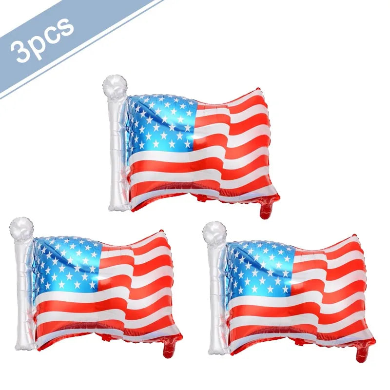 USA Theme Party Decorations American Flag Tattoo Sticker,flag Plates,banner,cups 4th Of July Independence Day Patriotic Supplies