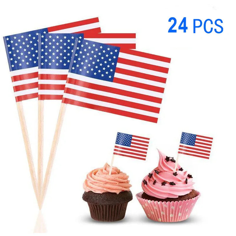 USA Theme Party Decorations American Flag Tattoo Sticker,flag Plates,banner,cups 4th Of July Independence Day Patriotic Supplies