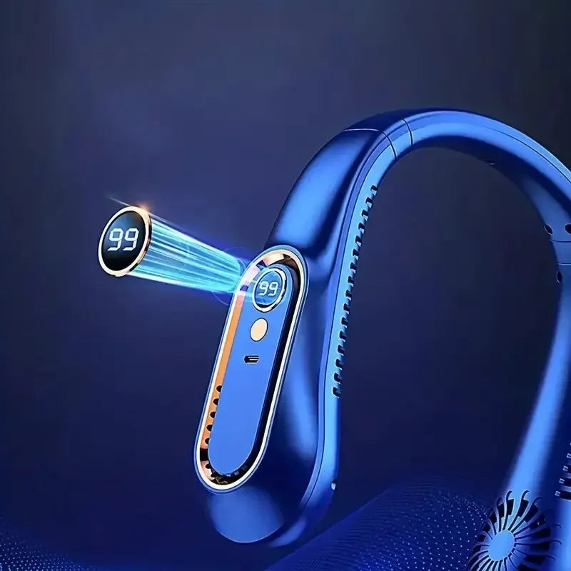 Hanging Neck Fan, Portable USB Cooler Fan With 5 Speeds And Digital Display - Super Strong Technology And Bladeless Design