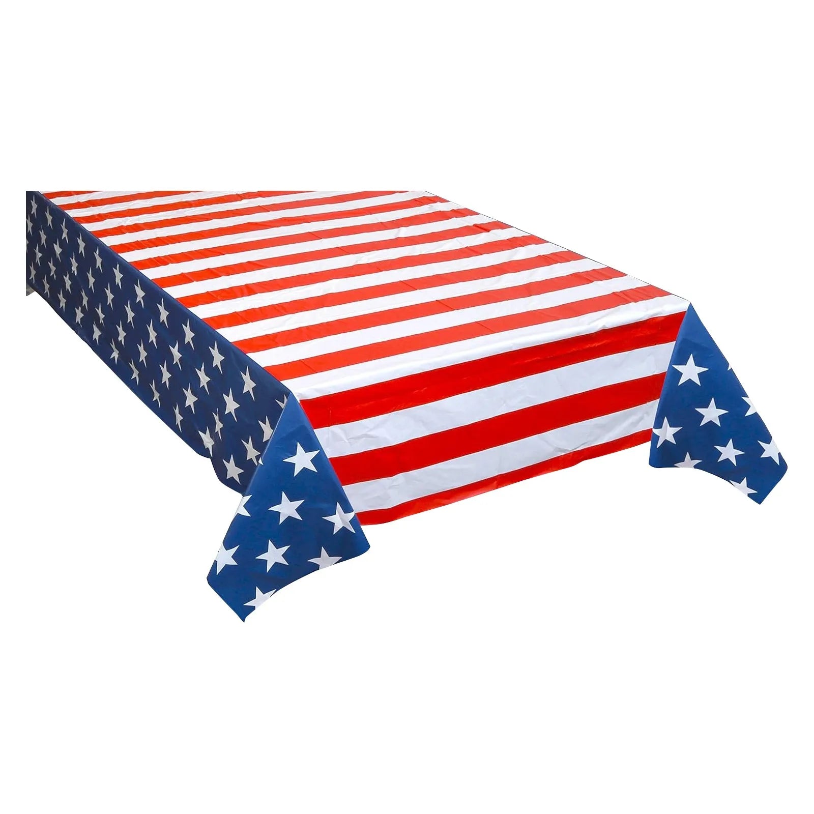 1Pc USA Flag Tablecloth Disposable Stars Patriotic Plaid Table Cover Waterproof Fabric or July 4th Independence Day Table Decor