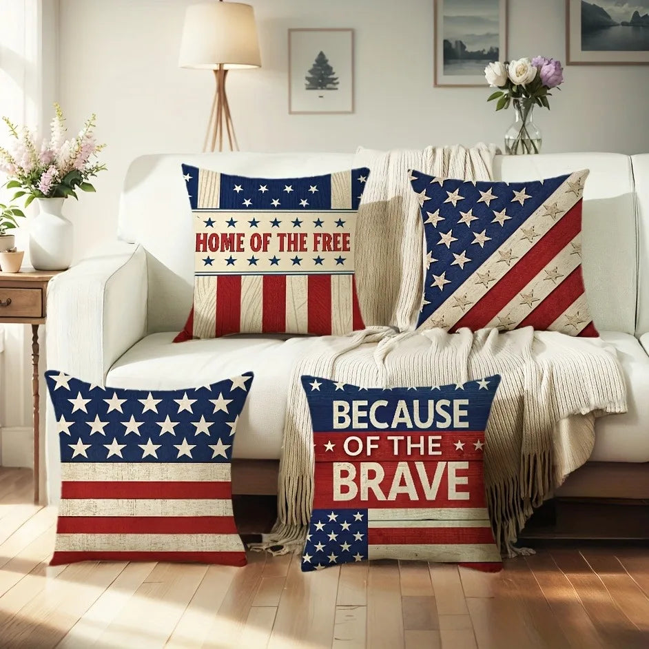 Patriotic American - themed Pillow CoversLiving room sofa cushion cover, soft and comfortable, bedroom room decoration