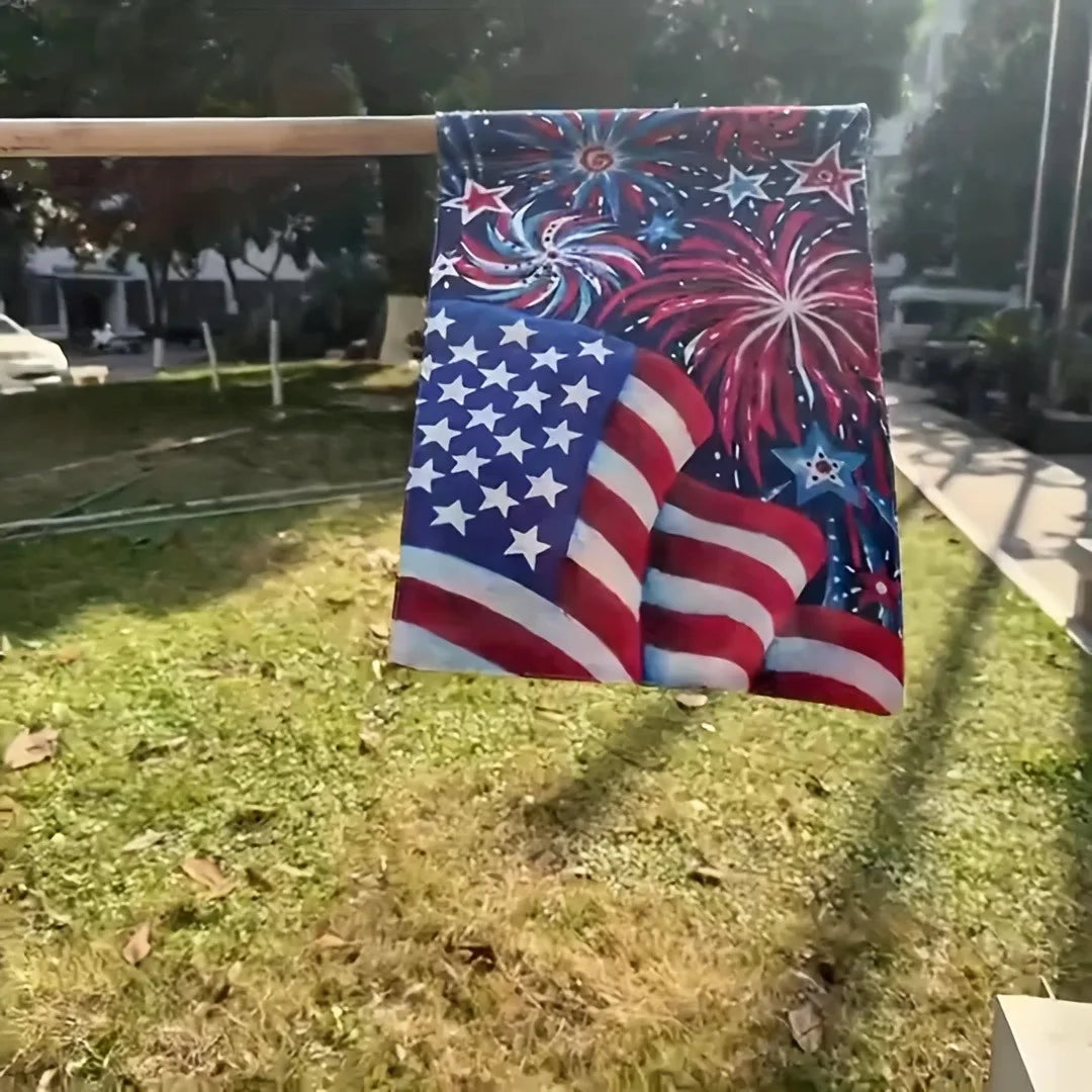 American Flag Fireworks Garden Flag, Patriotic Stars and Stripes Yard Flag for 4th of July Independence Day Decor