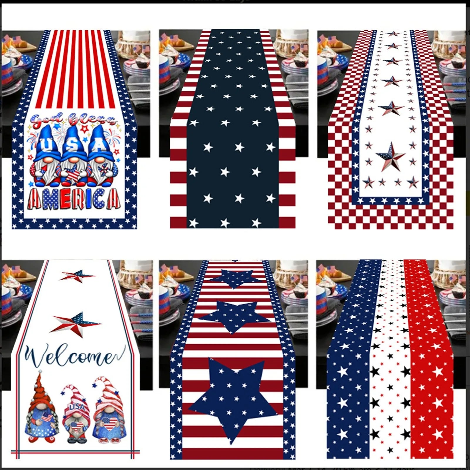 Independence Day 4th Of July Table Runner Table Runners For Dinner Holiday Party Kitchen Decor American Flag Table Room Decors