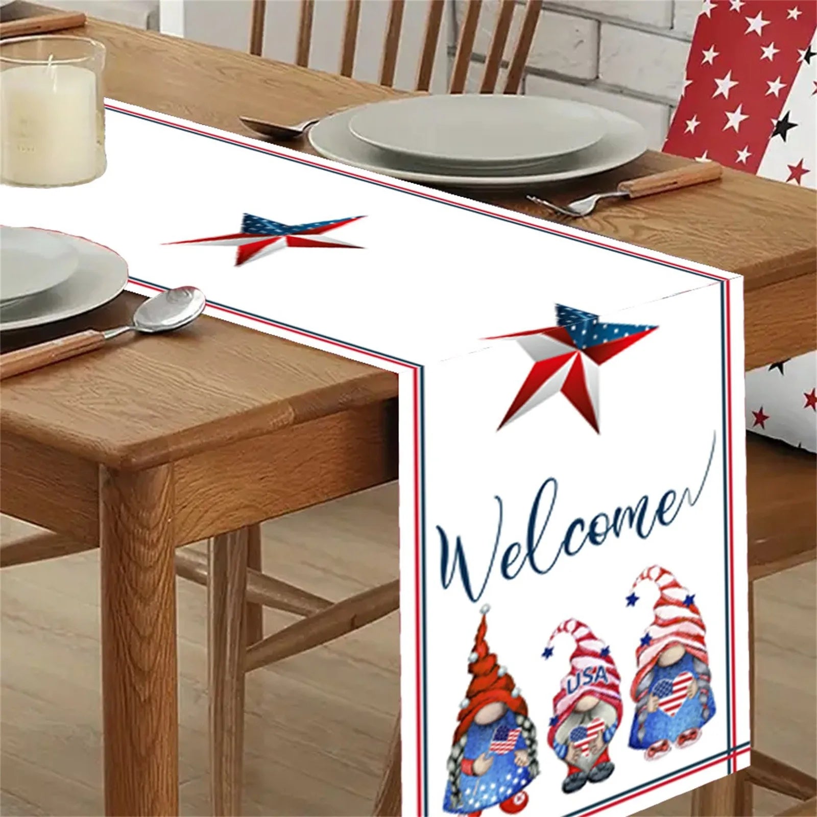 Independence Day 4th Of July Table Runner Table Runners For Dinner Holiday Party Kitchen Decor American Flag Table Room Decors