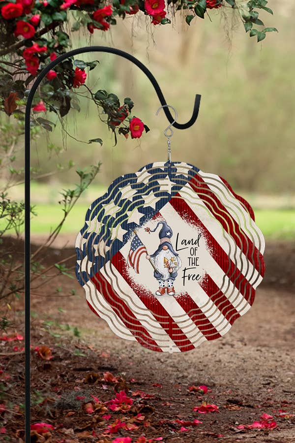 Patriotic USA America Land of the Free Decor Wind Spinner