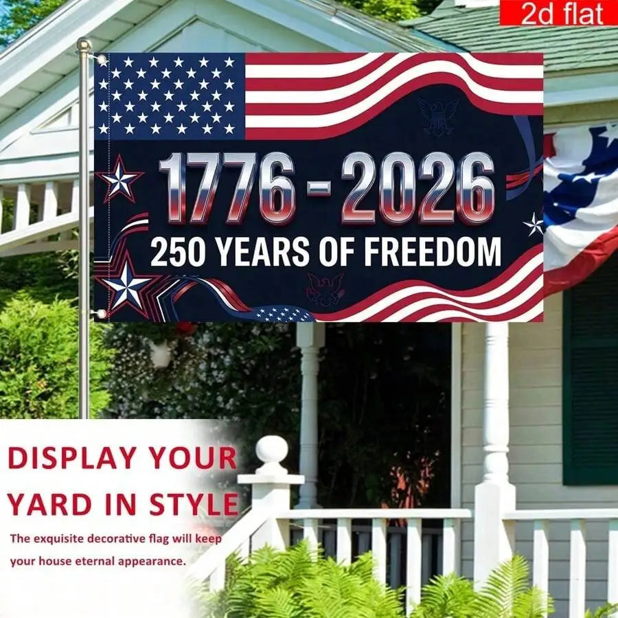 1pc 250th Anniversary USA Flag Stars & Stripes Banner 2D Flat Independence Day July 4th Patriotic Decor for Party School Parade