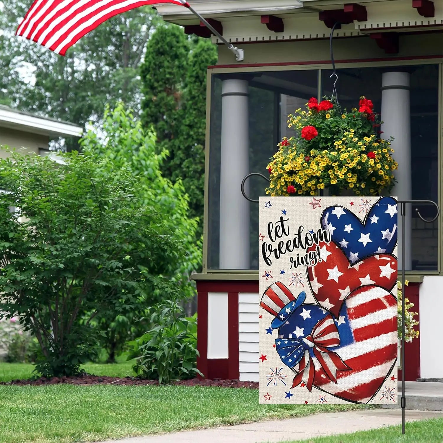 4th of July Garden Flag Patriotic Let Freedom Ring 12x18 Inch Double Sided Burlap Small Yard Flags Independence Day Memorial WWL