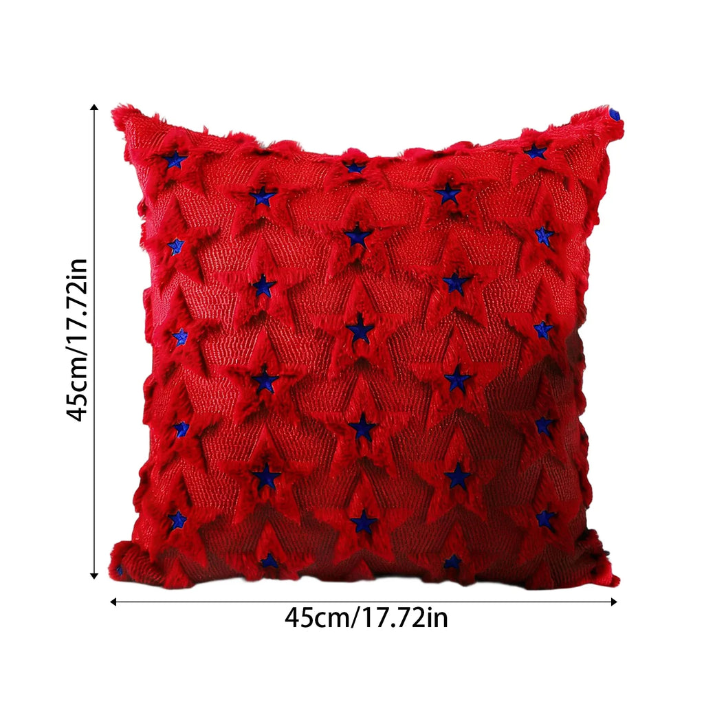 45x45cm Patriotic Star Quilted Throw Pillow Covers Independence Day USA Decor Red Blue White 5 Styles Cushion Cases Home
