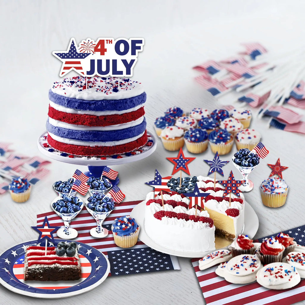 USA Theme Party Decorations American Flag Tattoo Sticker,flag Plates,banner,cups 4th Of July Independence Day Patriotic Supplies