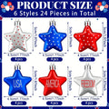 12/24Pcs Patriotic Star Decorations Red White Hanging Stars for Independence Day Memorial Day 4th of July  Party Supplies