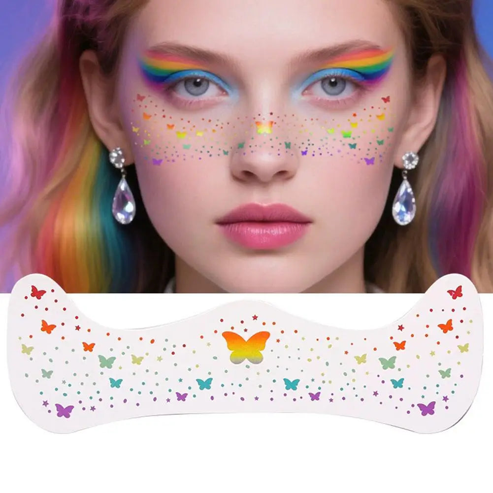 Fourth of July Face Tattoos, 2Pcs Glitter Freckles Face Tattoos Makeup for Independence Day Patriotic Party Supplies Fake Tattoo