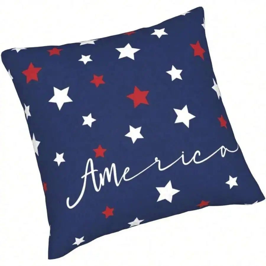 1pc 4th of July Patriotic Pillow Cover 18x18in Double Sided American Flag Stars Farmhouse Outdoor Decor No Insert