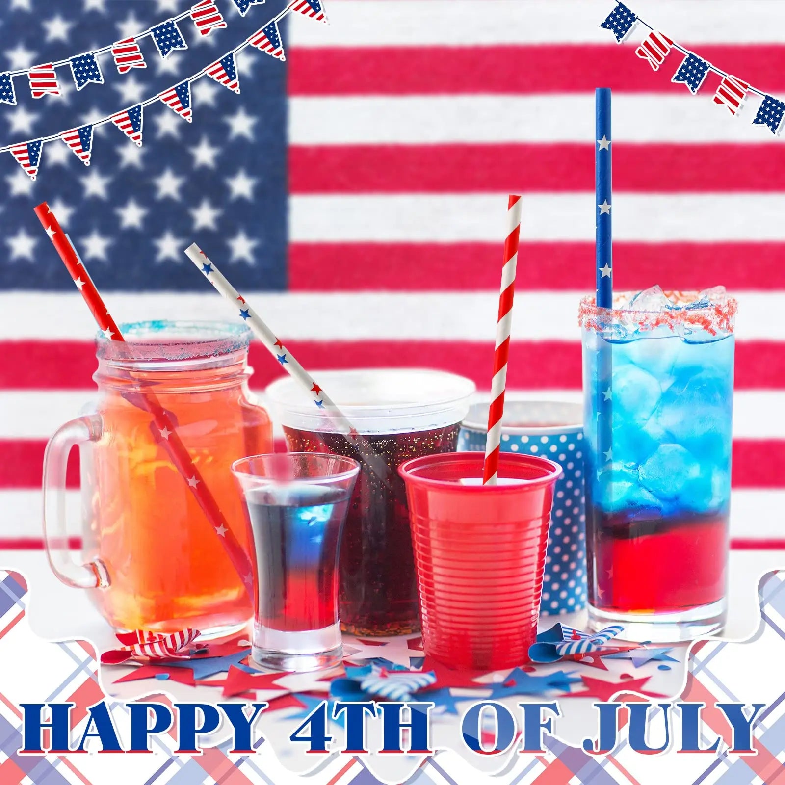 Patriotic Party Paper Straws