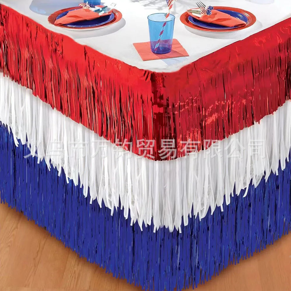 4th of July Garland Decorations Glitter Tinsel Patriotic Decor for Tree Car Golf Cart Parade Float Bike Party Table Yard Boat