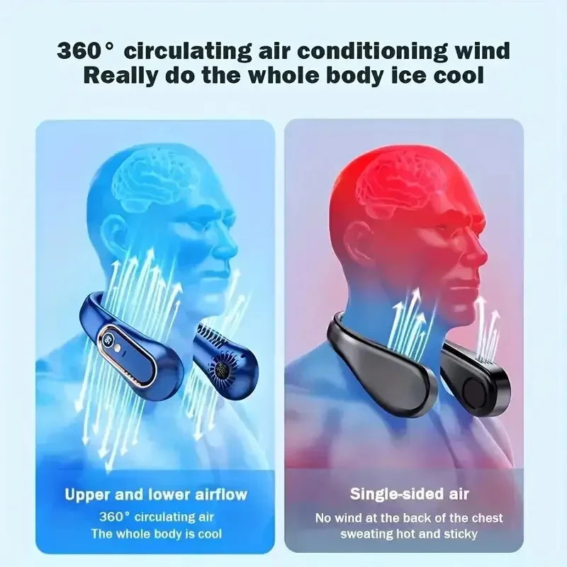 Hanging Neck Fan, Portable USB Cooler Fan With 5 Speeds And Digital Display - Super Strong Technology And Bladeless Design