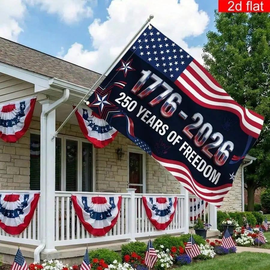 1pc 250th Anniversary USA Flag Stars & Stripes Banner 2D Flat Independence Day July 4th Patriotic Decor for Party School Parade