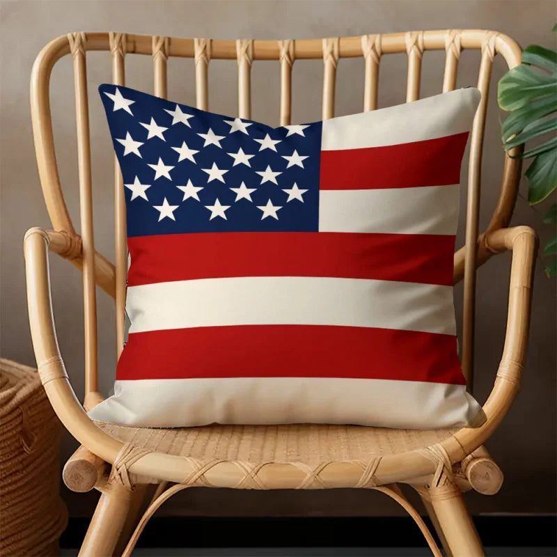 VIKAMA American Flag Star Pillow Cover 4th of July Patriotic Decorative Cushion Case for Sofa Bedroom Living Room Home Decor