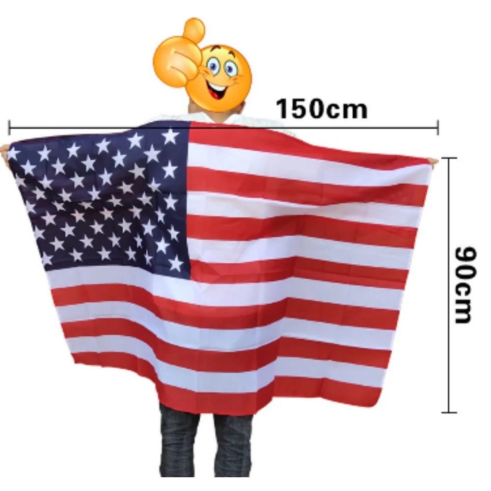 The American flag cape is suitable for both children and adults featuring patriotic clothing accessories on July 4th