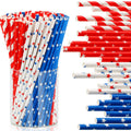 American Flag Paper Straws Red Blue White Star Drink Straws For USA Theme Party Supplies 4th Of July Independence Day Decoration