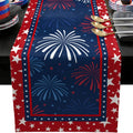 VIKAMA Patriotic Star & Firework Table Runner 4th of July Independence Day Kitchen Dining Home Party Decor