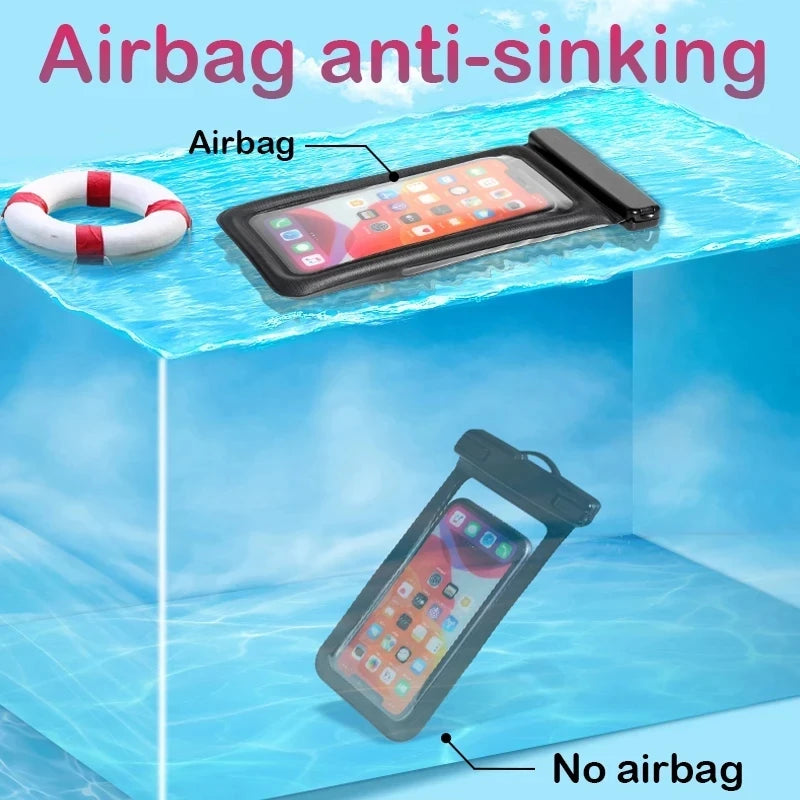 Floating Airbag Waterproof  Outdoor Swimming Bag Phone Case For iPhone Samsung Xiaomi Redmi Huawei  Phones Bag Protector Cover