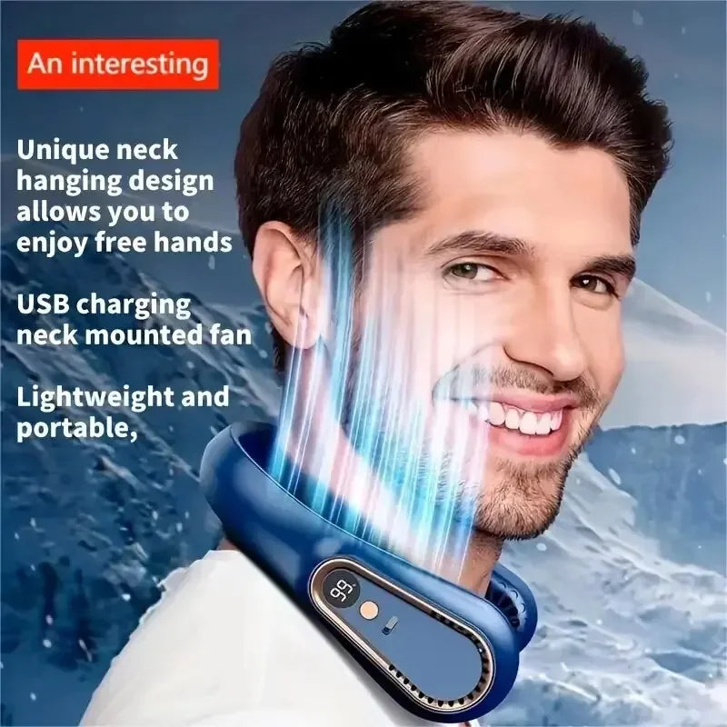 Hanging Neck Fan, Portable USB Cooler Fan With 5 Speeds And Digital Display - Super Strong Technology And Bladeless Design