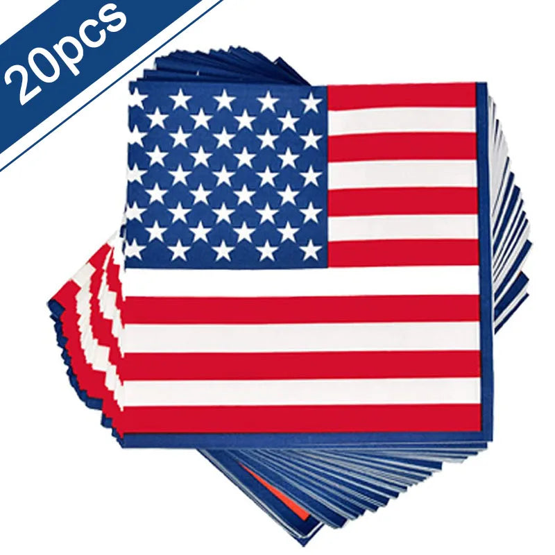 USA Theme Party Decorations American Flag Tattoo Sticker,flag Plates,banner,cups 4th Of July Independence Day Patriotic Supplies