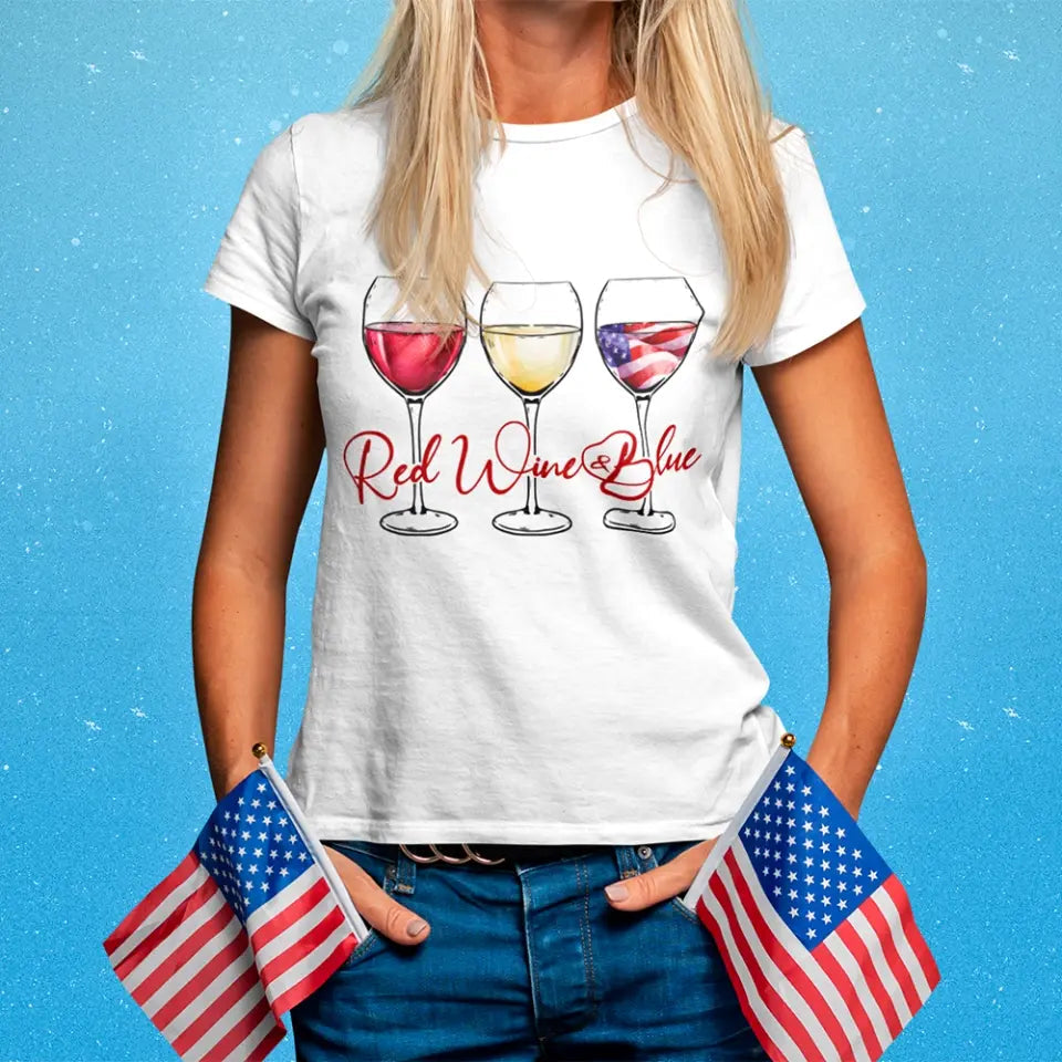 Red Wine And Blue 4th of July Festive Tee