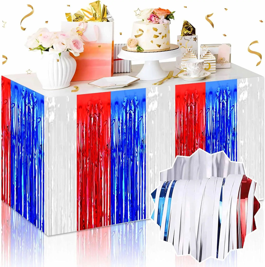 4th of July Garland Decorations Glitter Tinsel Patriotic Decor for Tree Car Golf Cart Parade Float Bike Party Table Yard Boat
