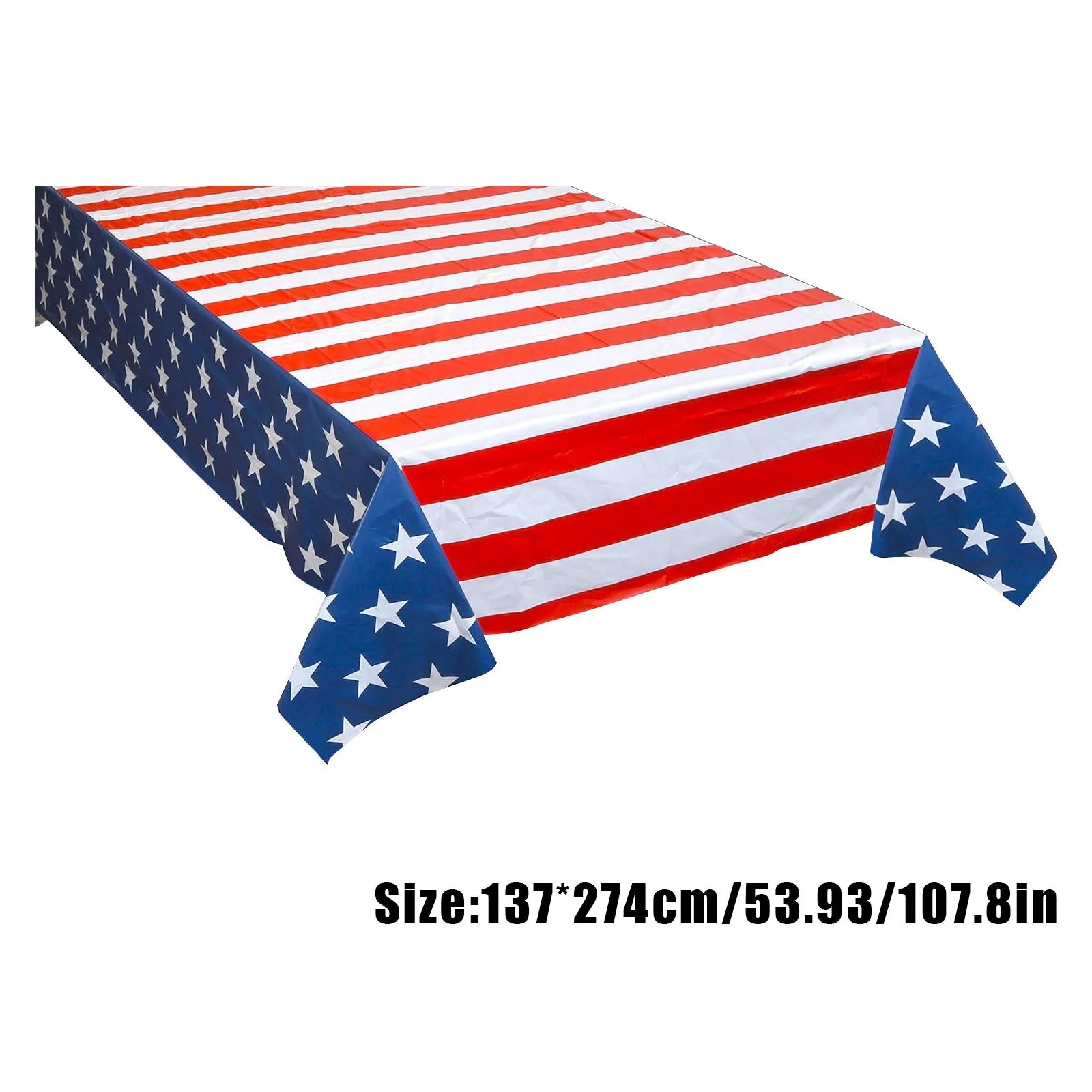 1Pc USA Flag Tablecloth Disposable Stars Patriotic Plaid Table Cover Waterproof Fabric or July 4th Independence Day Table Decor