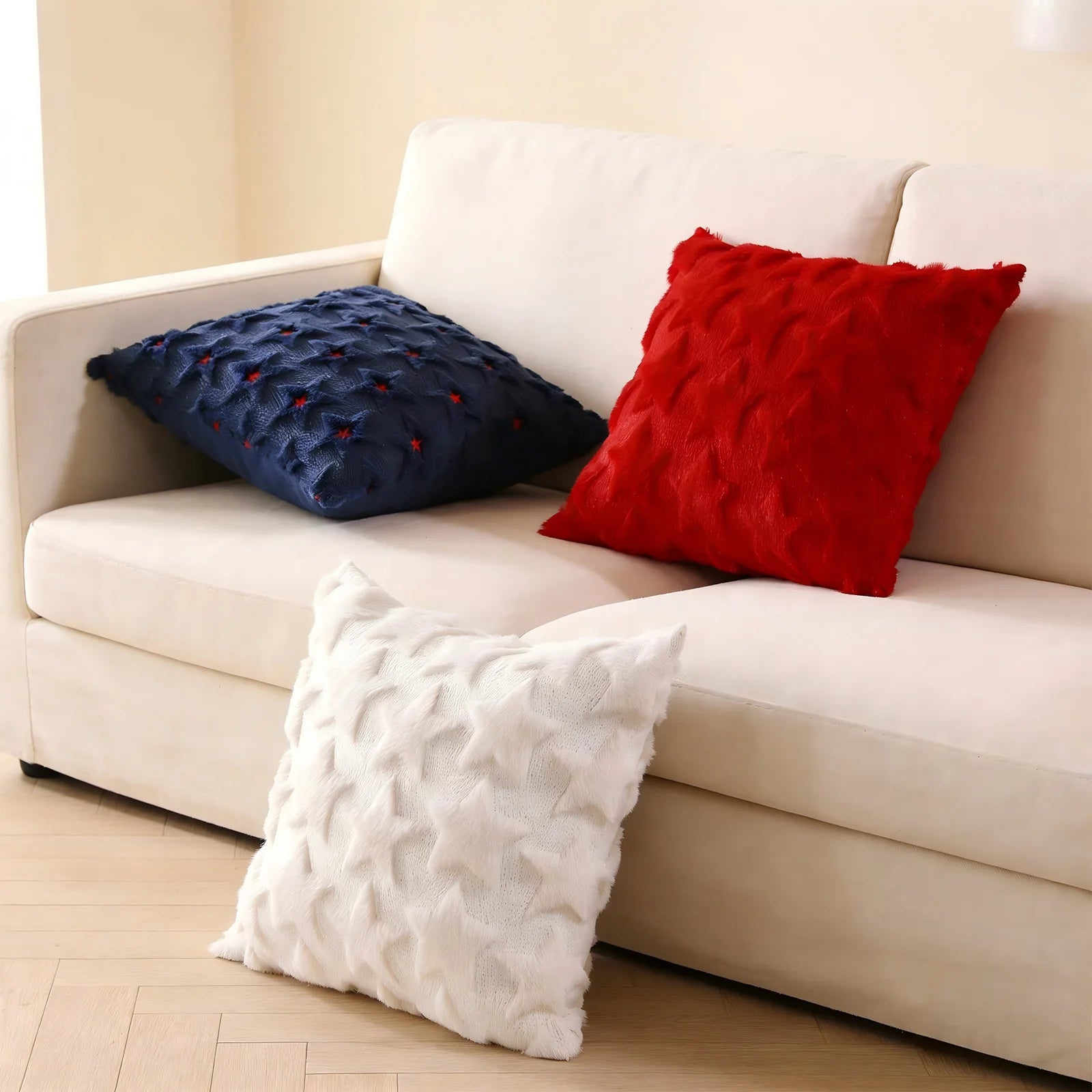 45x45cm Patriotic Star Quilted Throw Pillow Covers Independence Day USA Decor Red Blue White 5 Styles Cushion Cases Home