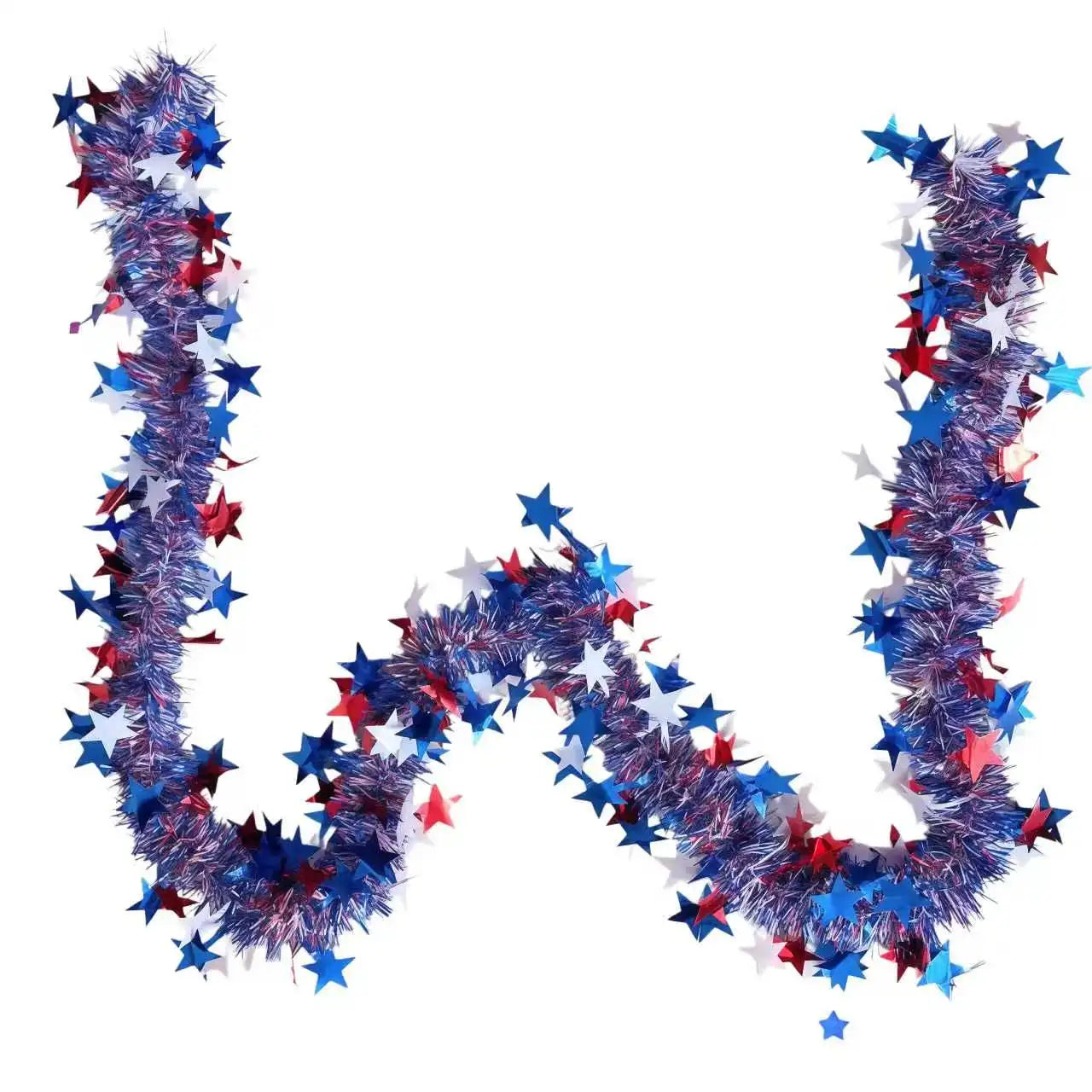 4th of July Garland Decorations Glitter Tinsel Patriotic Decor for Tree Car Golf Cart Parade Float Bike Party Table Yard Boat