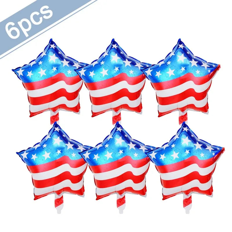 USA Theme Party Decorations American Flag Tattoo Sticker,flag Plates,banner,cups 4th Of July Independence Day Patriotic Supplies