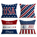 4pcsIndependence Day Patriotic Striped Cushions Pillowcase Polyester Cushion Cover Throw Pillow Pillowcover Home Car Sofa Decor
