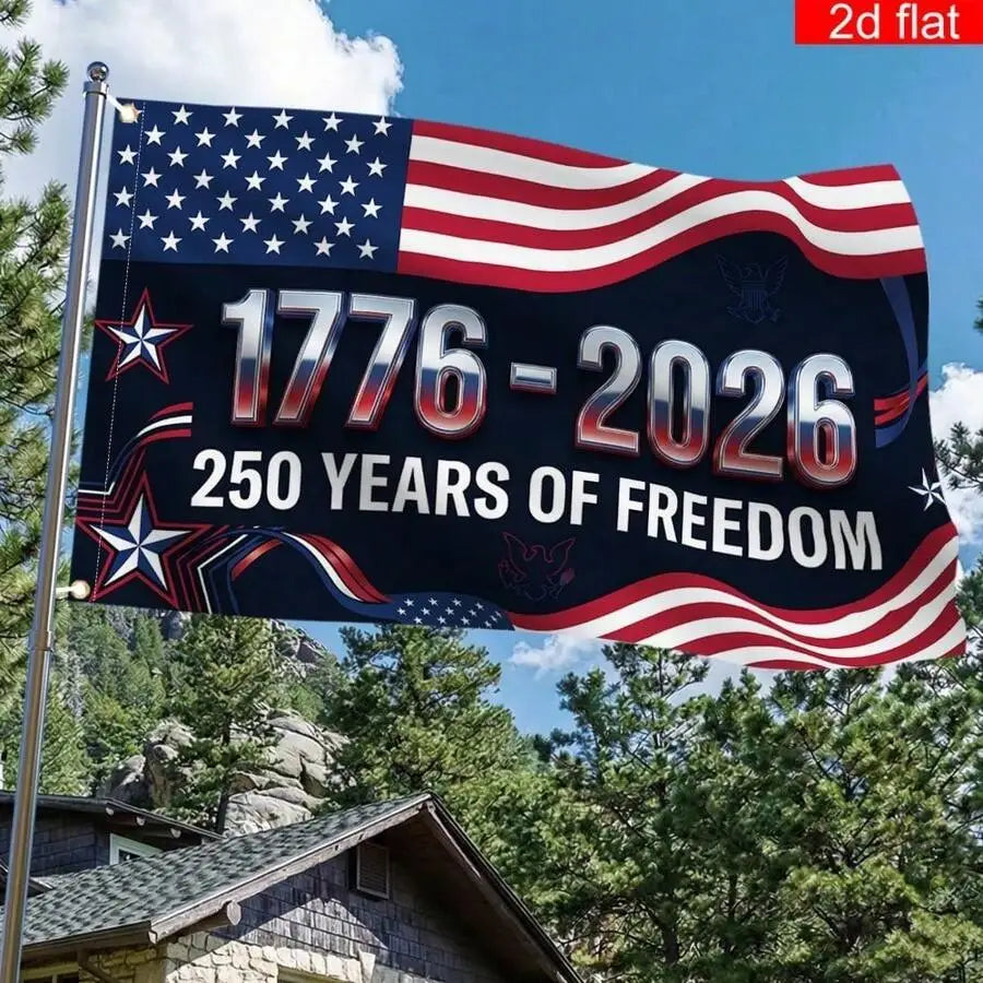 1pc 250th Anniversary USA Flag Stars & Stripes Banner 2D Flat Independence Day July 4th Patriotic Decor for Party School Parade