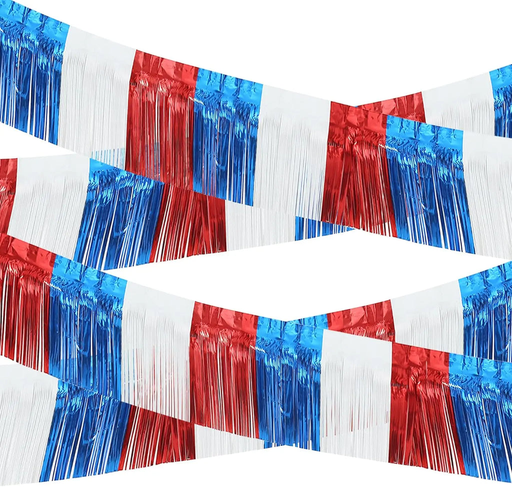 4th of July Garland Decorations Glitter Tinsel Patriotic Decor for Tree Car Golf Cart Parade Float Bike Party Table Yard Boat