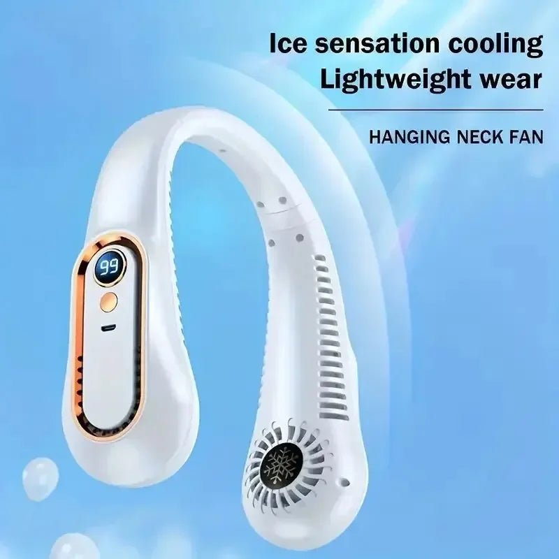 Hanging Neck Fan, Portable USB Cooler Fan With 5 Speeds And Digital Display - Super Strong Technology And Bladeless Design