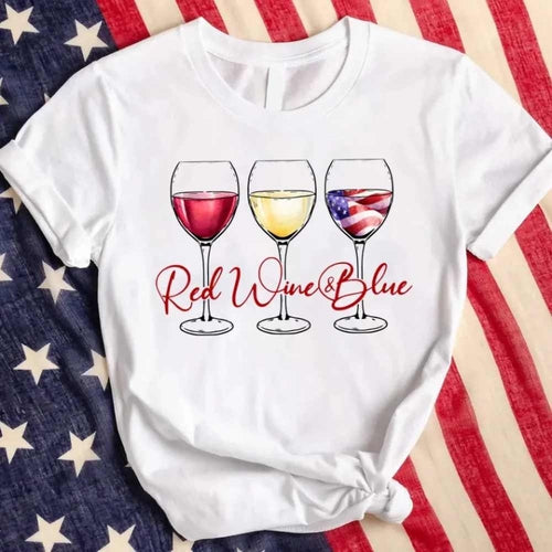 Red Wine And Blue 4th of July Festive Tee